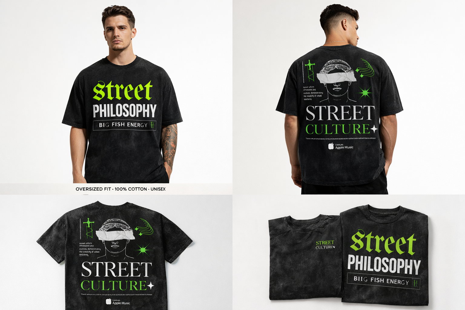 Street Philosophy Oversized T-Shirt | Premium Acid Wash | Unisex Streetwear