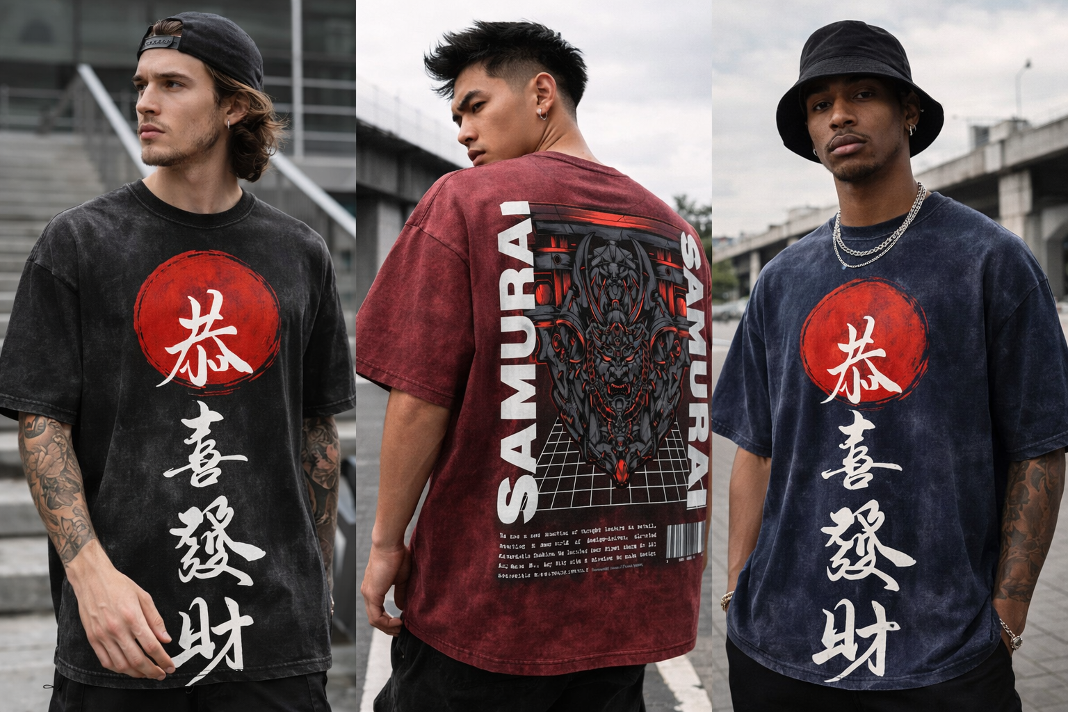 Japanese Samurai Streetwear Graphic Tee (Unisex Oversized)