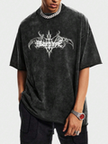 Acid Wash Gothic Bat Wing Oversized T-Shirt – Streetwear Edition