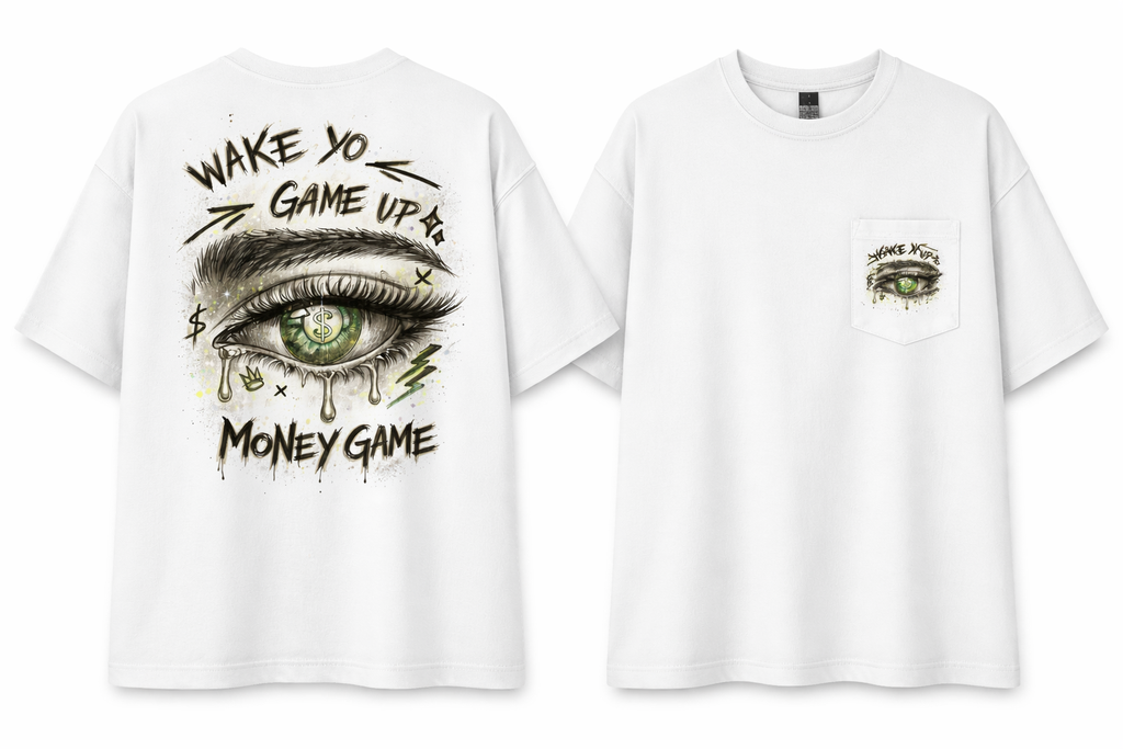 Wake Yo Game Up Oversized Drop Shoulder T-Shirt (White)